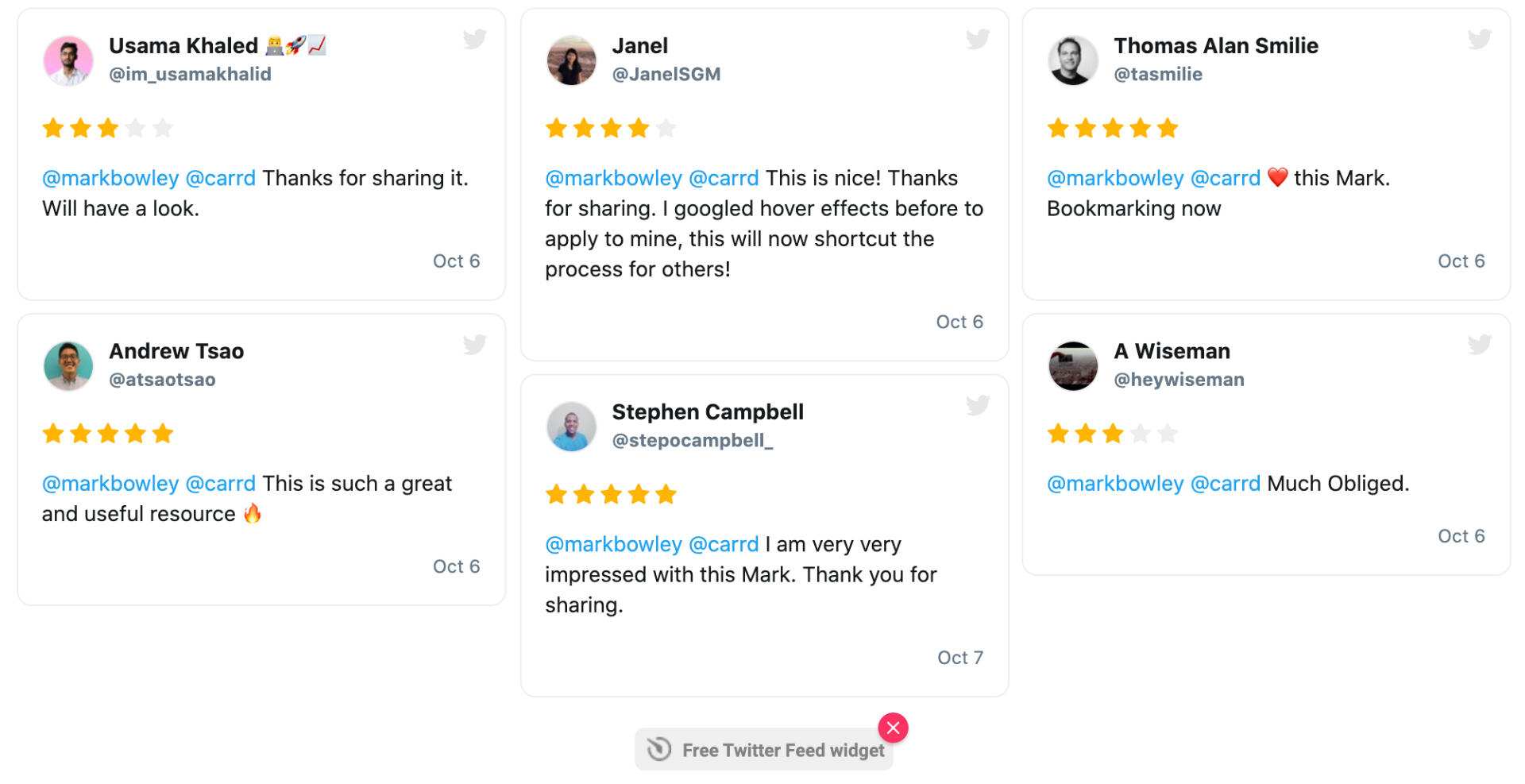 Elfsight tweets gallery